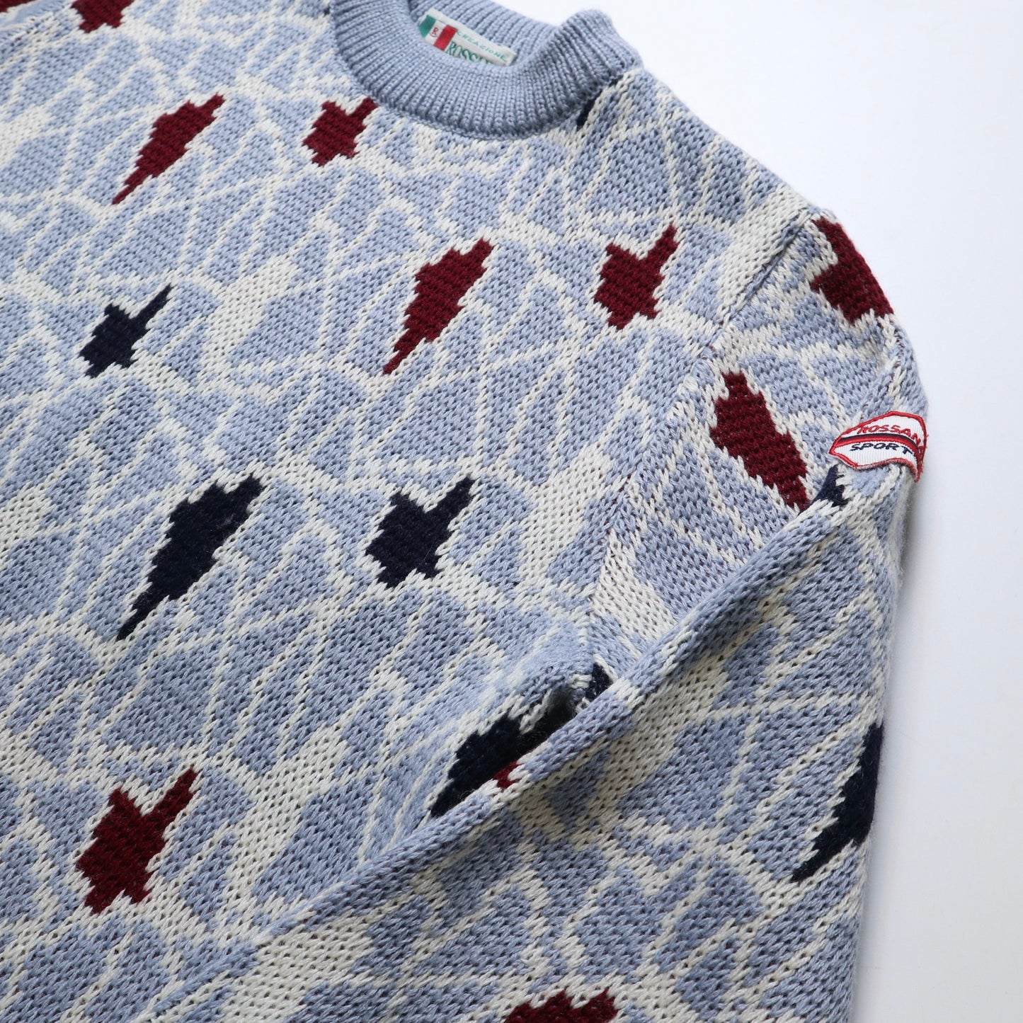 Made in Italy Blue Geometric Totem Sweater