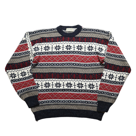 90 年代の対照的なスノーフレーク トーテム セーター クリスマス セーター