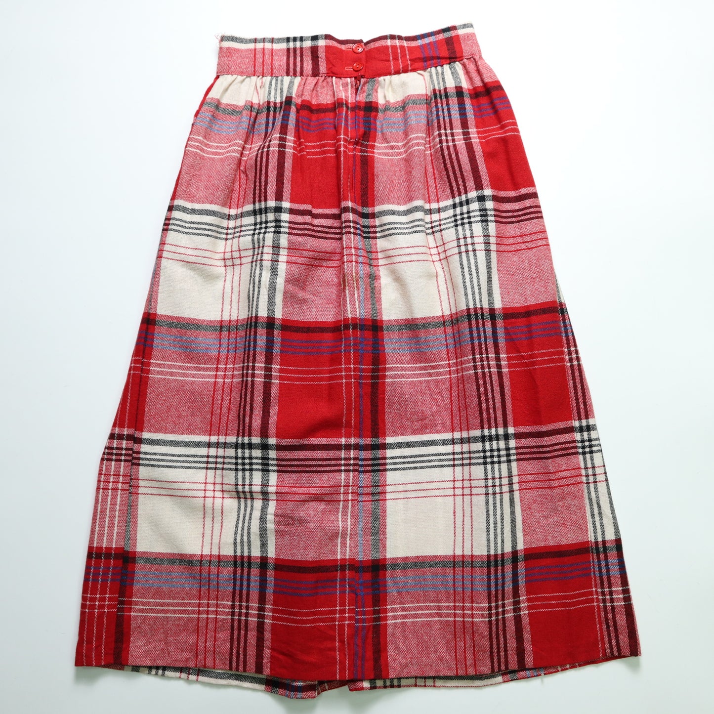 1980s Made in America American Red and White Plaid Wool Skirt Vintage Wool Skirt